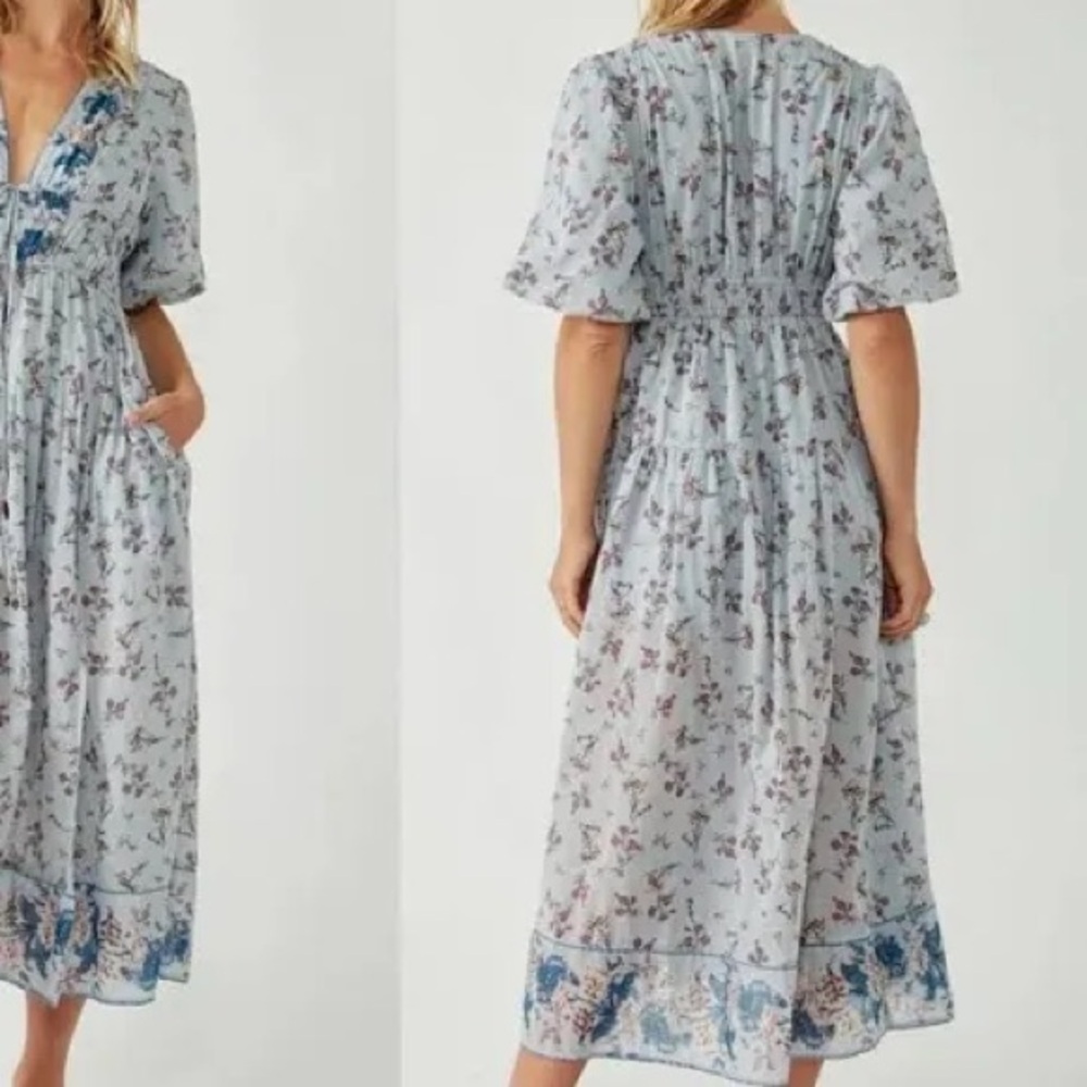 Free People Lysette Floral Maxi Dress in Bluebell Combo - Picture 2 of 4